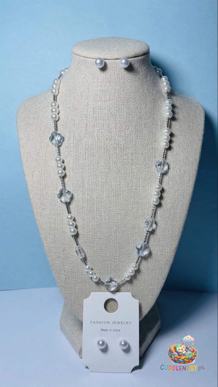 pearl necklace with flower and tops pearl necklace with flower and tops