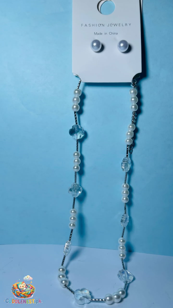 pearl necklace with flower and tops pearl necklace with flower and tops
